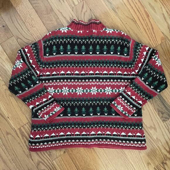 Heirloom Collectibles Christmas Cardigan Sweater Women Large Zip Front Fair Isle - Picture 2 of 10